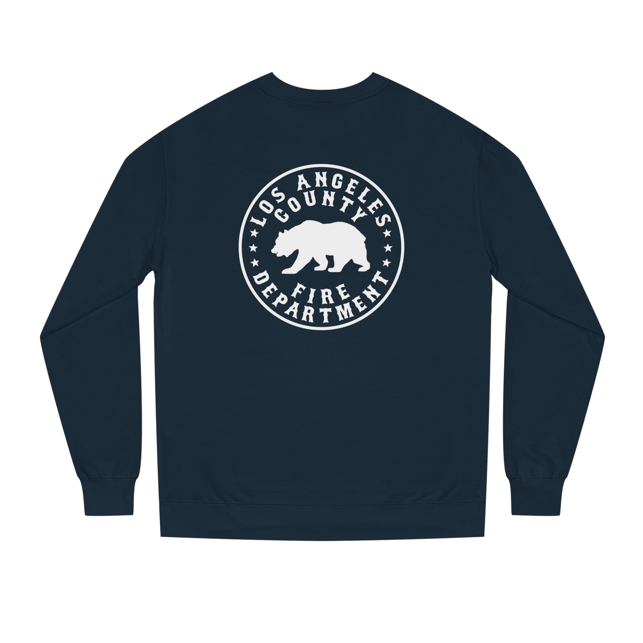 men’s firefighter crew neck fleece back logo