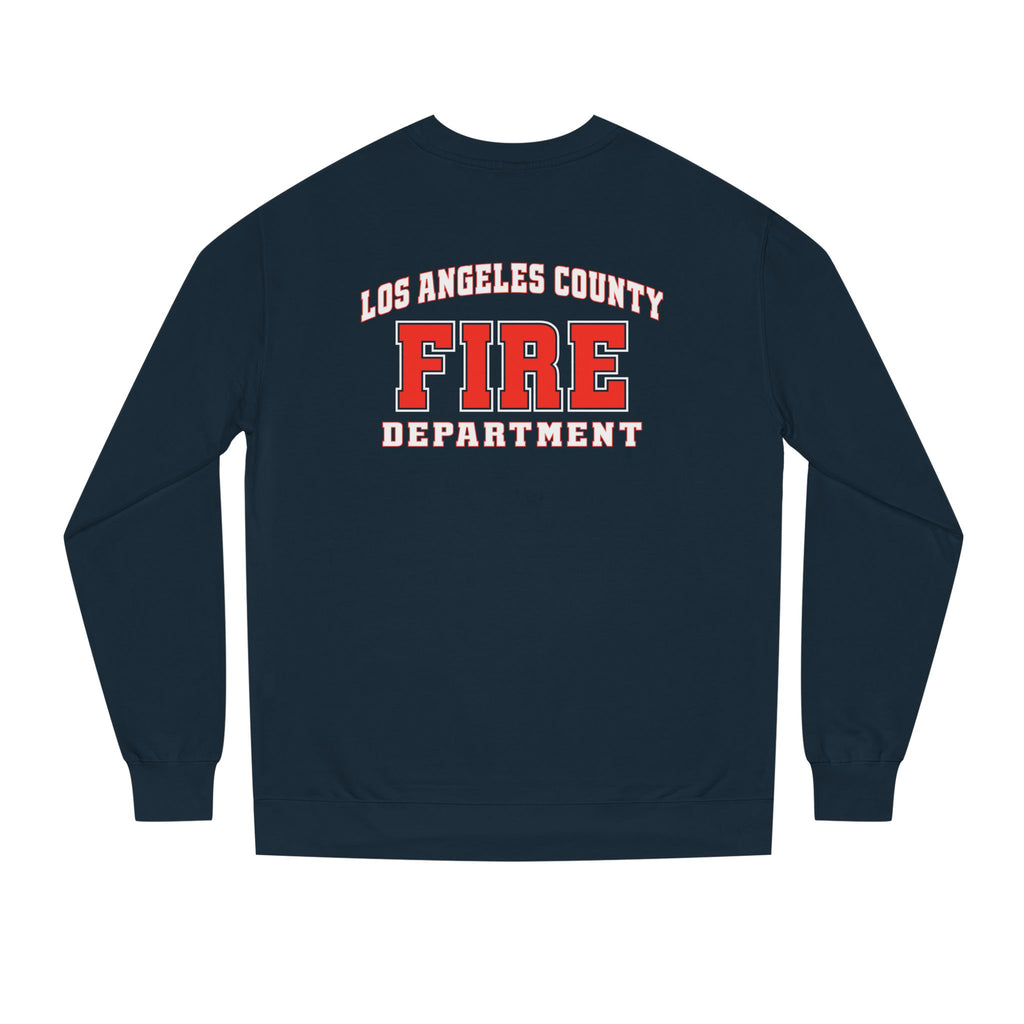 men’s firefighter crew neck fleece back logo